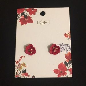 LOFT red flower stud earrings - brand new with tag